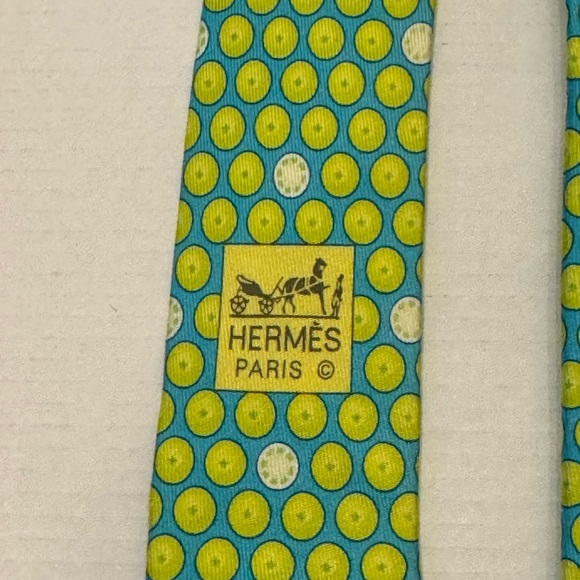 Hermes Designer Tie - Lemon/Lime - Picture 5 of 7